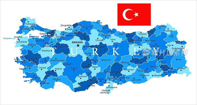 04 -土耳其-蓝点孤立